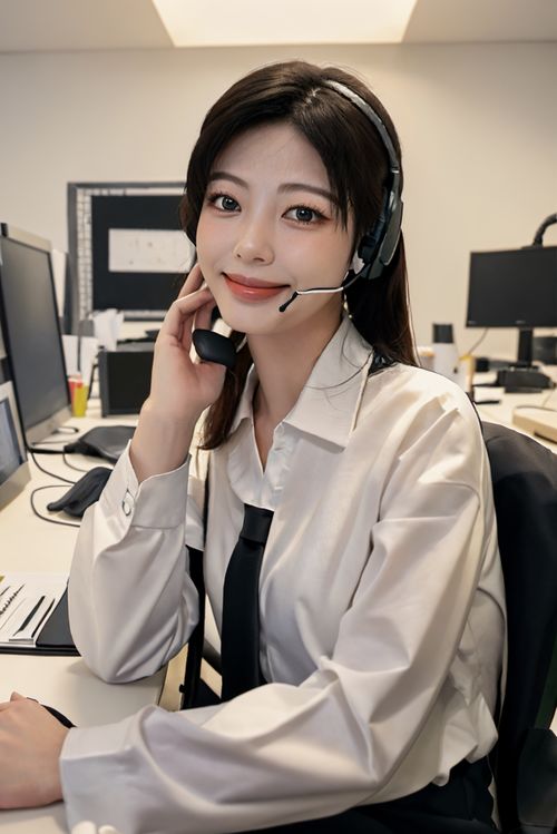 工作场所女性客服人物肖像摄影图 下载与摄影扩印服务指南